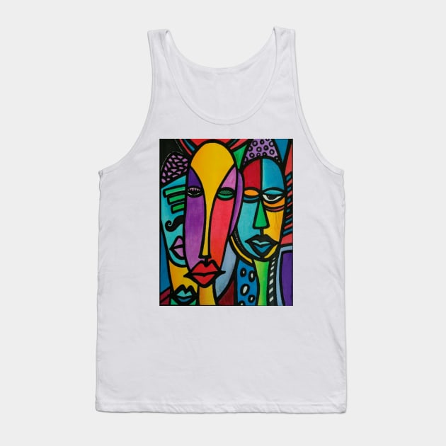 Abstract Art Colorful Faces Tank Top by JammyPants